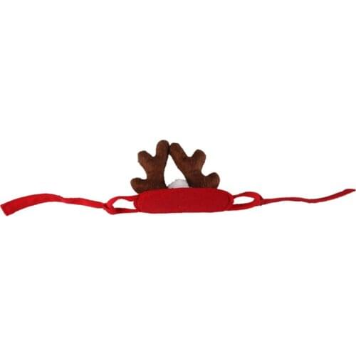 Christmas Reindeer Cat Hat Short Plush Cats Dogs Pets Accessories Holiday Dress Up Headress Funny Festival Decoration Cute Deco