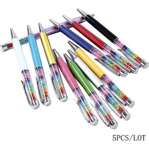 5PCS GENKKY 11 Colors Diamond Ballpoint Pen Crystal Rainbow Ball Point Pens Stationery Ballpen Office School Promotion Gift