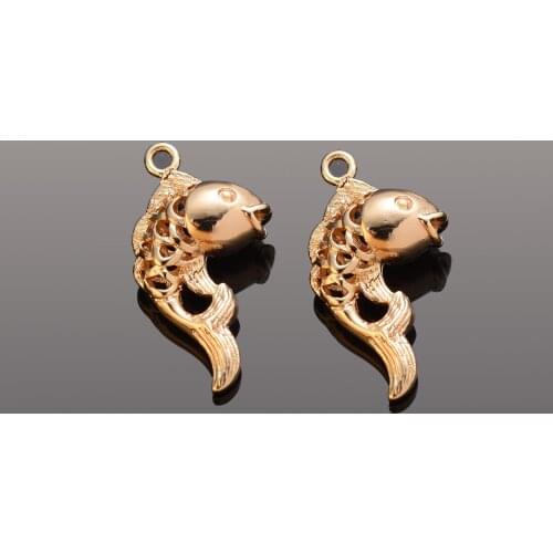 6pc/Lot Hollow Goldfish Brass Knuckles Charm Pendents Necklace Bracelet Earring Connector Diy Craft Jewelry Making Lucky Charms