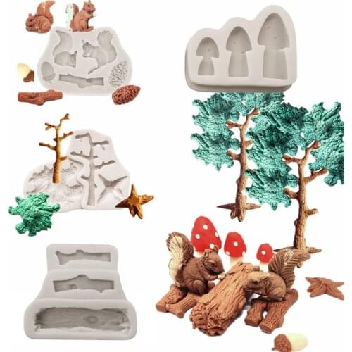 Luyou Squirrel, Tree, Mushroom Silicone Cake Mold Fondant Molds Cake Decorating Tools Resin Mold Baking Accessories FM2018