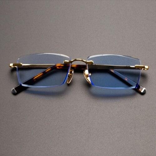 Blue Glass Sunglasses Man Natural Crystal Stone Sun Glasses For Male Woman Top Quality Anti Scratch