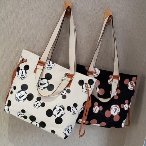 Disney Mouse Shoulder Bags Mickey Cartoon Lady Tote Large Capacity Bag Women Canvas Bag Fashion Handbags Travel Bag