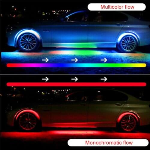 4pcs Car RGB LED Strip Light Under LED Strip Lights 7 Colors Tube Underbody System Bluetooth App Control Neon Chassis Light Kit