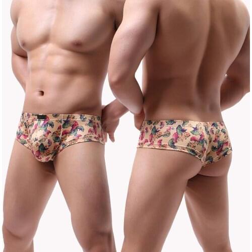 Low Rise Sexy Men Underwear Boxer Flower Print Ropa Interior Hombre Underpants Tрусы Mужские S,M,L,XL B166
