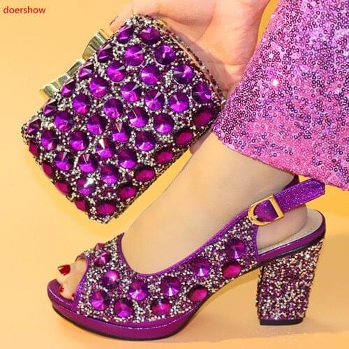 Doershow African Style Shoes And Bag To Match High Quality Italian Shoes and Bag Set Nigerian Party Shoe and Bag Set SXX1-35