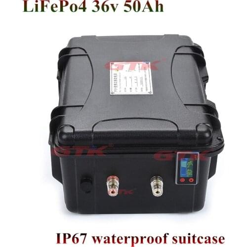 Waterproof 36V 50Ah Lifepo4 battery 36V Lithium iron phosphate battery Electric Bike scooter power motor with BMS + 10A Charger