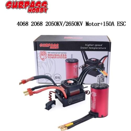 SURPASS HOBBY KK Waterproof Combo 4068 2050KV 2650KV Brushless Motor w/120A 150A Brushless ESC for 1/8 RC Drift Racing Car