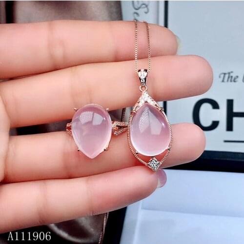 KJJEAXCMY boutique jewelry 925 sterling silver inlaid natural gemstone hibiscus stone pendant necklace ring female suit support