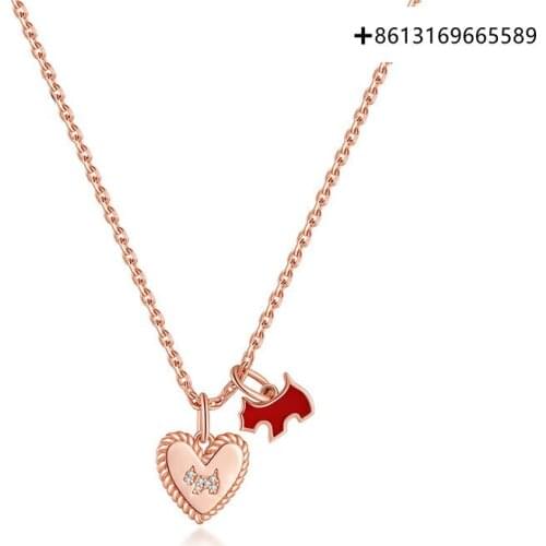 Fashion boutique S925 Silver Heart of Paris series love dog double pendant necklace ladies collarbone chain