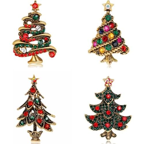 Unisex Brooch Pin Christmas New Enamel Snowman Santa Tree Bells Brooch Rhinestone Gifts Accessories Shiny Fine Jewelry For Women