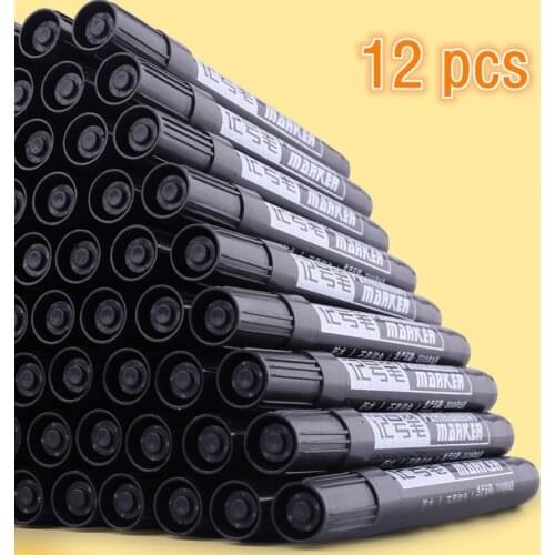 12 pcs Permanent Markers, Fine Point, Black/Red