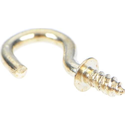 20Pcs/set 1/2 Inches Brass Plated Cup Hooks Shouldered Screw Hanging Hat Coat Peg Hanger High Quality