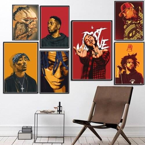 2Pac Tupac J Cole Post Malone XXXTentacion Rapper Pop Stars Poster Prints Painting Wall Art Pictures For Living Room Home Decor