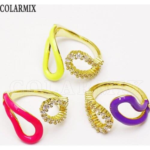 8 piece Enamel zircon rings Open Enamel colorful Jewelry rings Summer color jewelry rings Gift for women jewelry Gift 51314