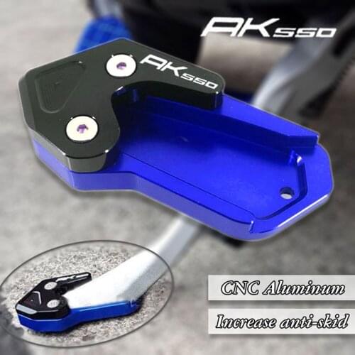 Motorcycle CNC Aluminum Kickstand For KYMCO AK550 AK 500 2017 2018 Foot Side Stand Extension Pad Support Plate Enlarge Stand