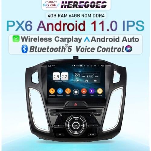 Carplay 9" PX6 DSP 8Core Android 10.0 Car DVD Player Navigation GPS 4GB+128GB 4G LTE Wifi Radio For Ford Focus 3 mk3 2015-2018