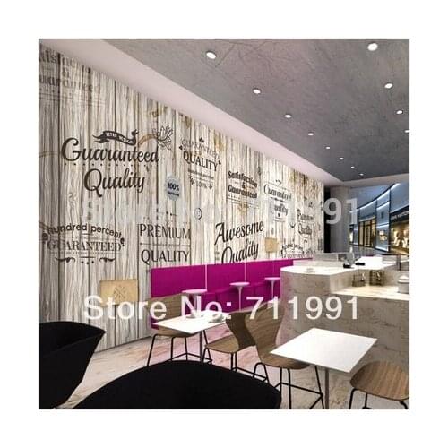 Free shipping custom mural wallpaper Living Dining cafe lounge bar background wallpaper 3D retro wood