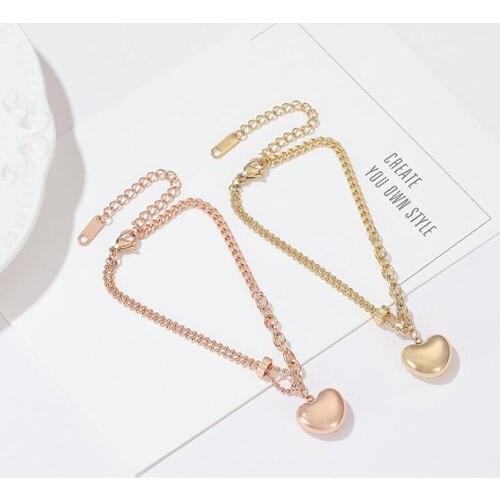 Stainless Steel Mothers Love Rose Gold Heart Bracelet Bangle Jewelry Gift For Him