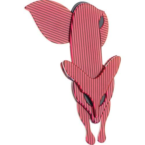 Red Fox Striated Acrylic Brooches For Women Animals Brooch Lapel Pins Party Scarf Hat Bag Corsage Fashion Jewelry Accessories