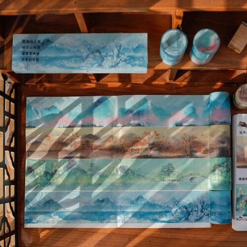 Wide 5cm Jiangnan Memory Series Masking Washi Tape Decorative Ink Painting Adhesive Tape Decora Diy Scrapbooking Sticker Label