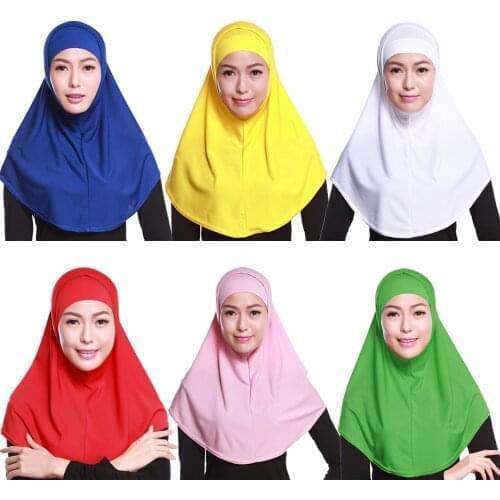 Women 2 Piece Amira Jersey Muslim Hijab Cotton Stretch Head Scarf Tube Inner Underscarf Cap Bonnet Turban Ninja Hat Head Wrap