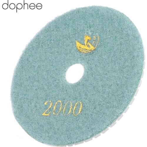 Dophee Sky Blue 100mm/4" Professional Wet/Dry Granite Concrete Marble Limestone Diamond Polishing Pads Disc Sander Grits #2000