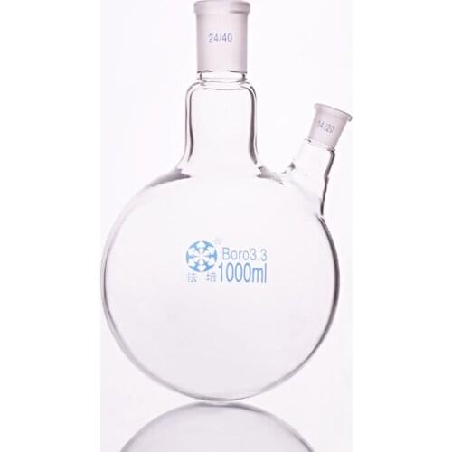 Two-necked flask oblique shape,with two necks standard grinding mouth,Capacity 1000ml,Middle joint 24/40 and lateral joint 14/20