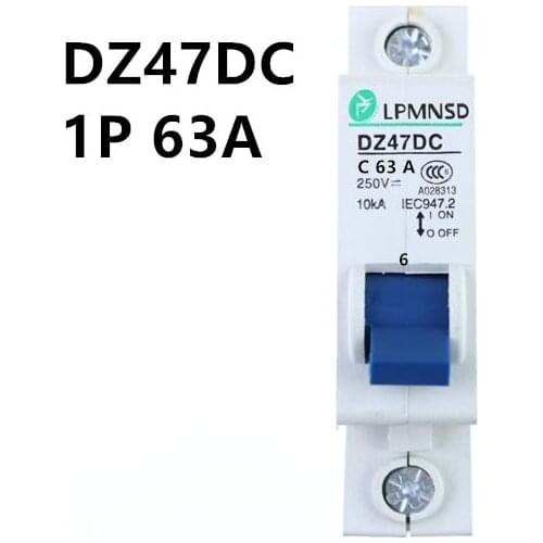 DZ47 1P 63A DC 250V Circuit breaker MCB 1 Poles C45