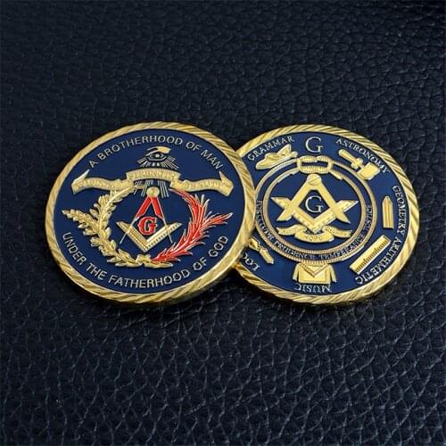 Euro Masonic Association Under A Brotherhood Of Man The Fatherhood Of God Gold Plated Token Challenge Coin Souvenir Collection