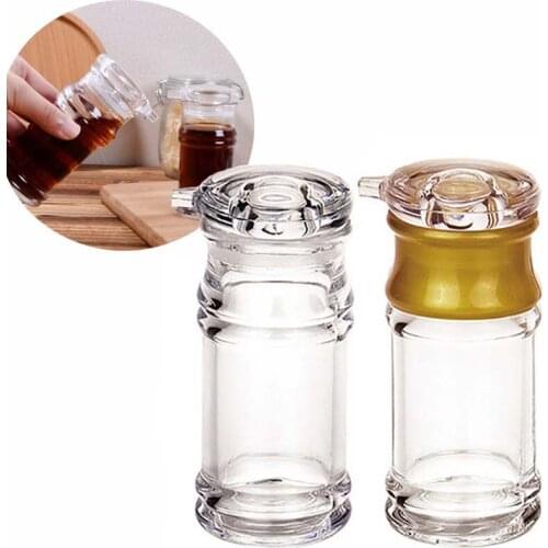 Acrylic Oil Pot Leakproof Soy Cruet Sauce Bottle Set Kitchenware Transparent Saltcellar With Rotating Lid Tableware Set 1pcs