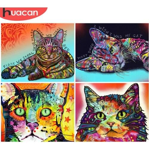HUACAN Paint By Numbers Colorful Cat Kits DIY Frame Coloring By Number Animals Drawing On Canvas HandPainted Art Gift
