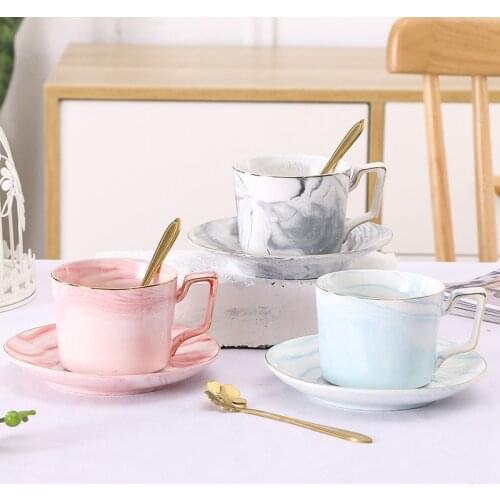 200ml Nordic Style Ceramic Coffee Cup With Saucer Spoon Set Porcelain Afternoon Tea Cups Suite Breakfast Milk Mug