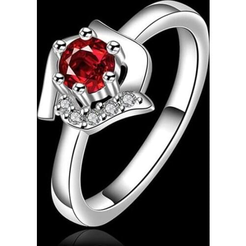 Ring 925-sterling-silver Ring Silver Special Design Trendy Ring Inlaid Red Crystal Womens Jewelry swal LR382-8