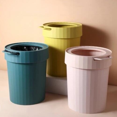 Trash Can Household Toilet Bathroom Kitchen Soporte Bolsa Basura Paper Basket Multifunctional Ring Buckle Storage Decorations