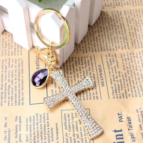 Cross Ten Word Lovely Fashion Cute Rhinestone Charm Pendant Crystal Purse Bag Key chain Gift Nice&Substantial Amazing Quality