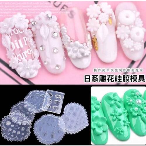 Hot new Mixed Shapes Acrylic Decoration Template Daisy Flower Nail Art Silicone Mold DIY Manicure