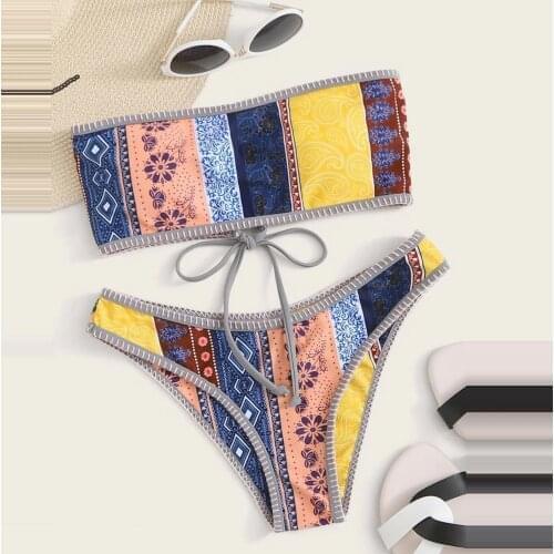 Maillot De Bain Femme Fashion Gradiente Split Bikini Swimsuit Tropical Bikini Swimsuit Female Bikini Sexy Beach Swimming Set