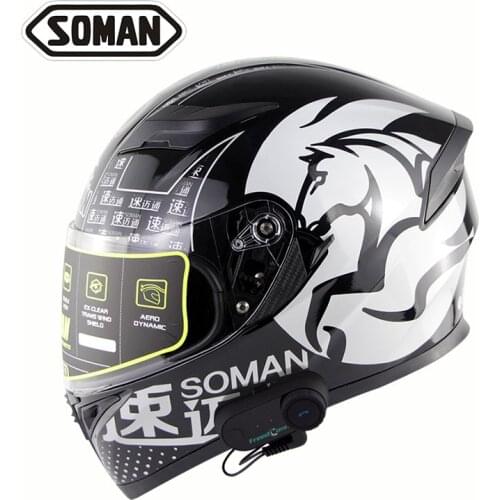 Motorcycle Bluetooth intercom helmet cross country helmet double lens HD Bluetooth intercom full helmet, protective helmet