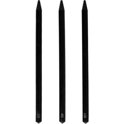 3 Pcs Professional Pure Carbon Sketch Pens HB/2B/4B Woodless Charcoal Pencil Set Drawing Tool Painting Supplies