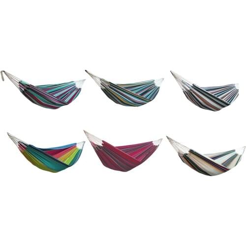 Portable Canvas Hammock Thicken Stripe Double Single People Hanging Hammock Outdoor Garden Sports Home Travel Stripe Hammock