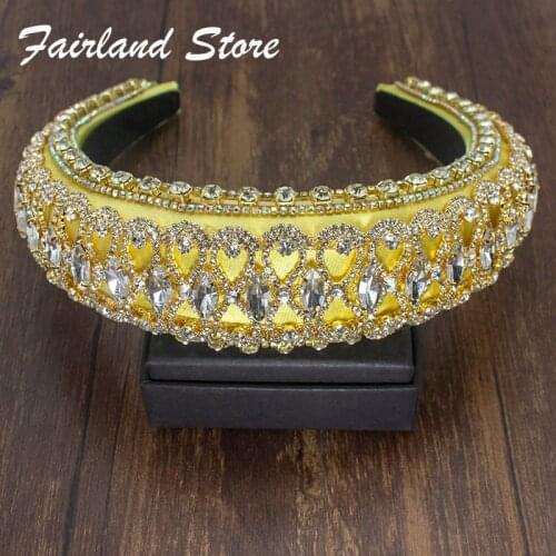 Fairland Sparkly Dance Show Luxury Full Shiny Rhinestones Geometric Personality Headband Baroque Temperament Headband Accessory