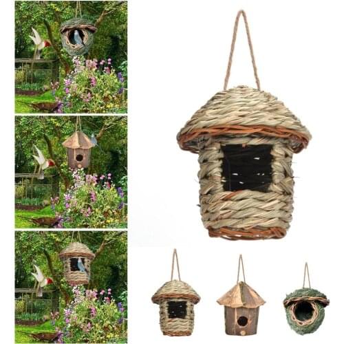 3 Styles Bird Nest Natural Grass Egg Cage Bird House Parrot Hanging Woven Outdoor Decoration Nest Houses Pet Bedroom Garden