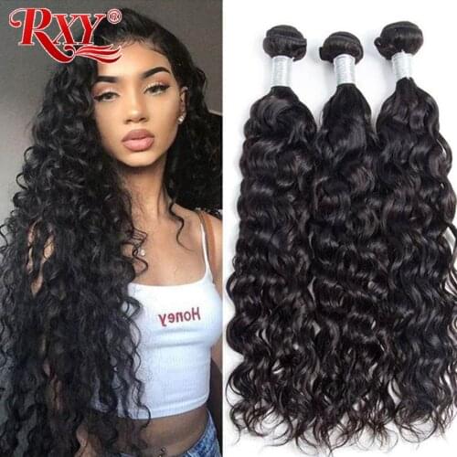 RXY Hair Brazilian Hair Wave Bundles With Closure Water Wave 3/4 Bundles With Closure Remy Human Hair Bundles With 8-28 3 Bundle