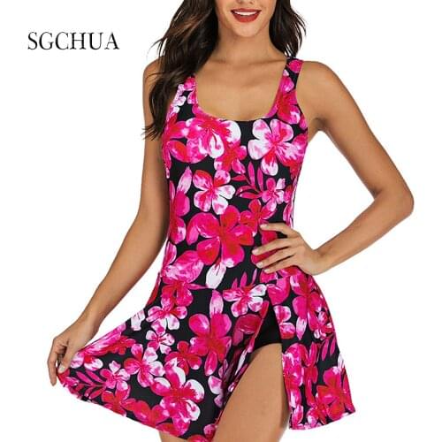 Sexy Floral Two Piece Large Swimsuits Closed Plus Size Swimwear Push Up Body Bathing Suit For Pool Beach Womens Swimming Suit
