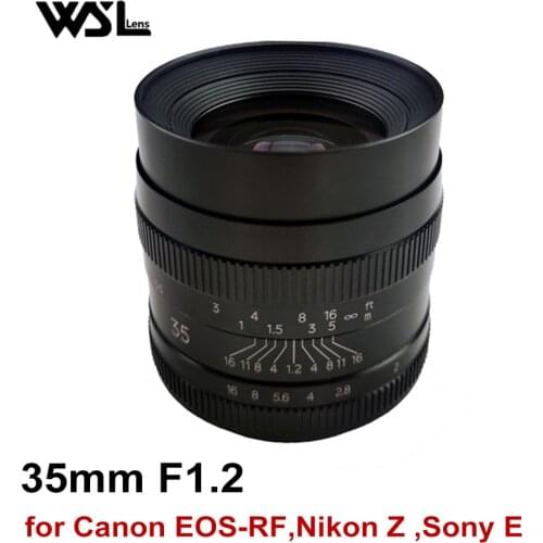 WesleyWSL 35mm F1.2 Full Frame Lens Manual Focus Fixed Len for Canon EOS RF Nikon Z Sony E mount Cameras