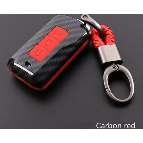 Carbon Fiber Silicone Key Cover Case For Mitsubishi Colt Outlander 2016 Lancer 10 Pajero Sport ASX L200 Smart 3 Buttons