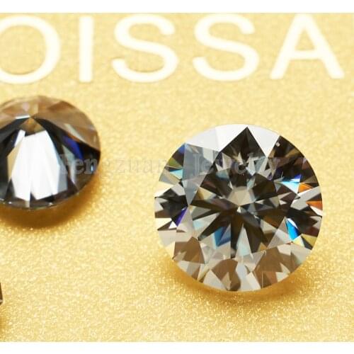 2ct Moissanites Loose Stone 8mm High Quality Gray VVS Round Shape Excellent cut Synthetic Moissanites Gemstone with Certificate