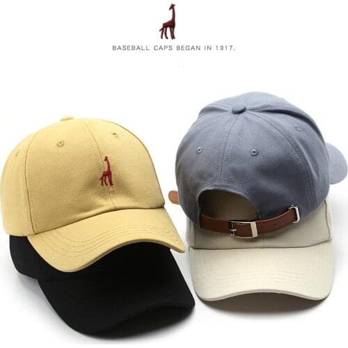 SLECKTON 2021 Spring Baseball Cap for Women and Men Fashion Giraffe Embroidery Hat Adjustable Leather Buckle Hats Unisex Gorras