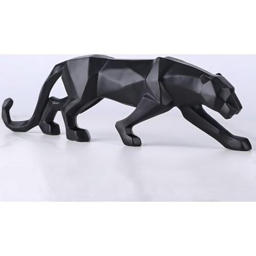 Resin Leopard Statue Modern Abstract Geometric Style Animal Panther Figurine Home Office Desktop Ornaments Decoration Sculpture