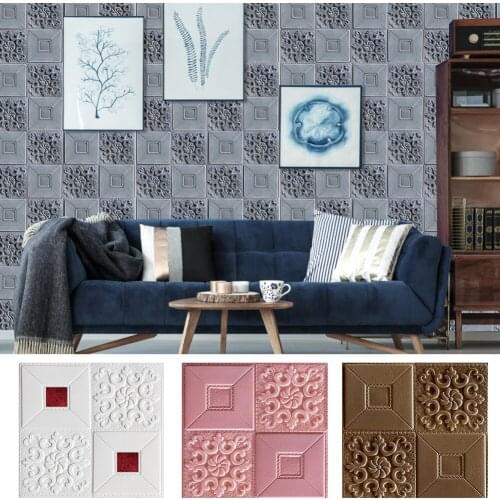 DIY Creative Brick Foam Panels 3D Wall Stickers Self-adhesive DIY Embossed Stone Wallpaper Home Decor Living Room Kitchen Decor